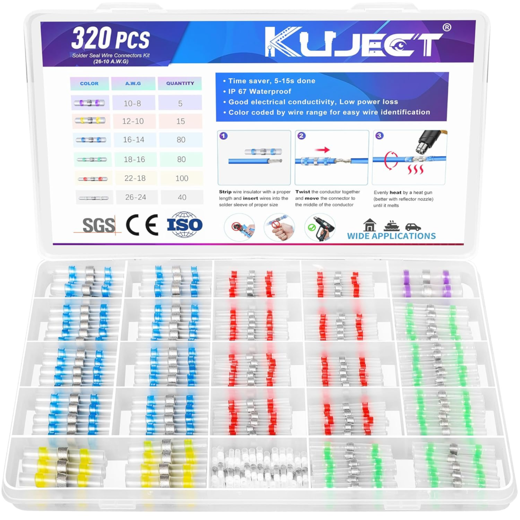 JUEGO DE 320 CONECTORES TERMOENCOGIBLES IMPERMIABLES